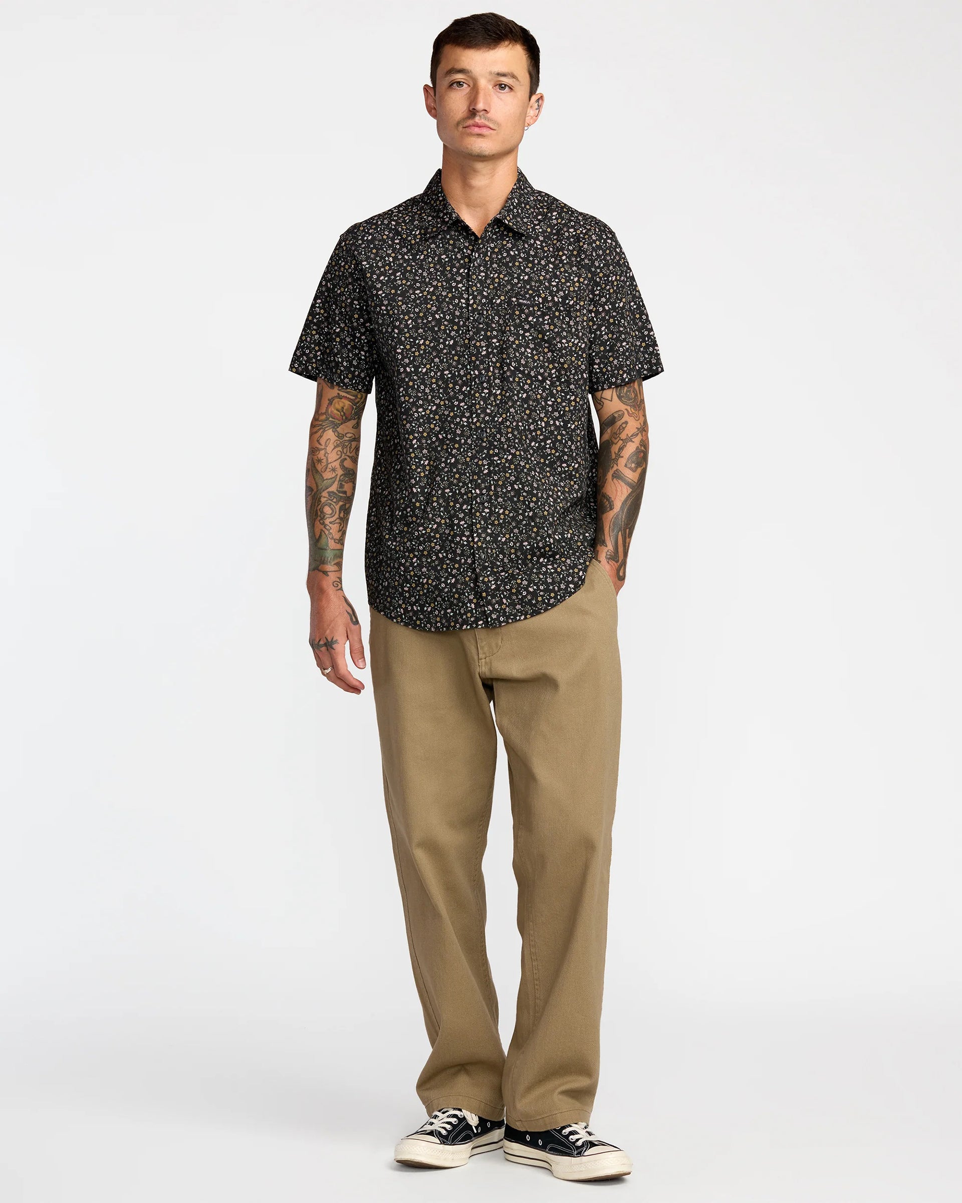 RVCA Botanical Short Sleeve Shirt - Black Micro Floral