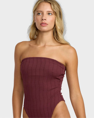 RVCA Women's Chevy Grooves One Piece Swimsuit - Redwood