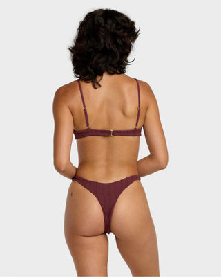 RVCA Women's Chevy Grooves Ultra Skimpy Bikini Bottom - Redwood