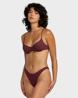 RVCA Women's Chevy Grooves Ultra Skimpy Bikini Bottom - Redwood