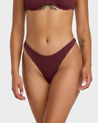 RVCA Women's Chevy Grooves Ultra Skimpy Bikini Bottom - Redwood