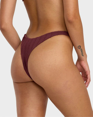 RVCA Women's Chevy Grooves Ultra Skimpy Bikini Bottom - Redwood