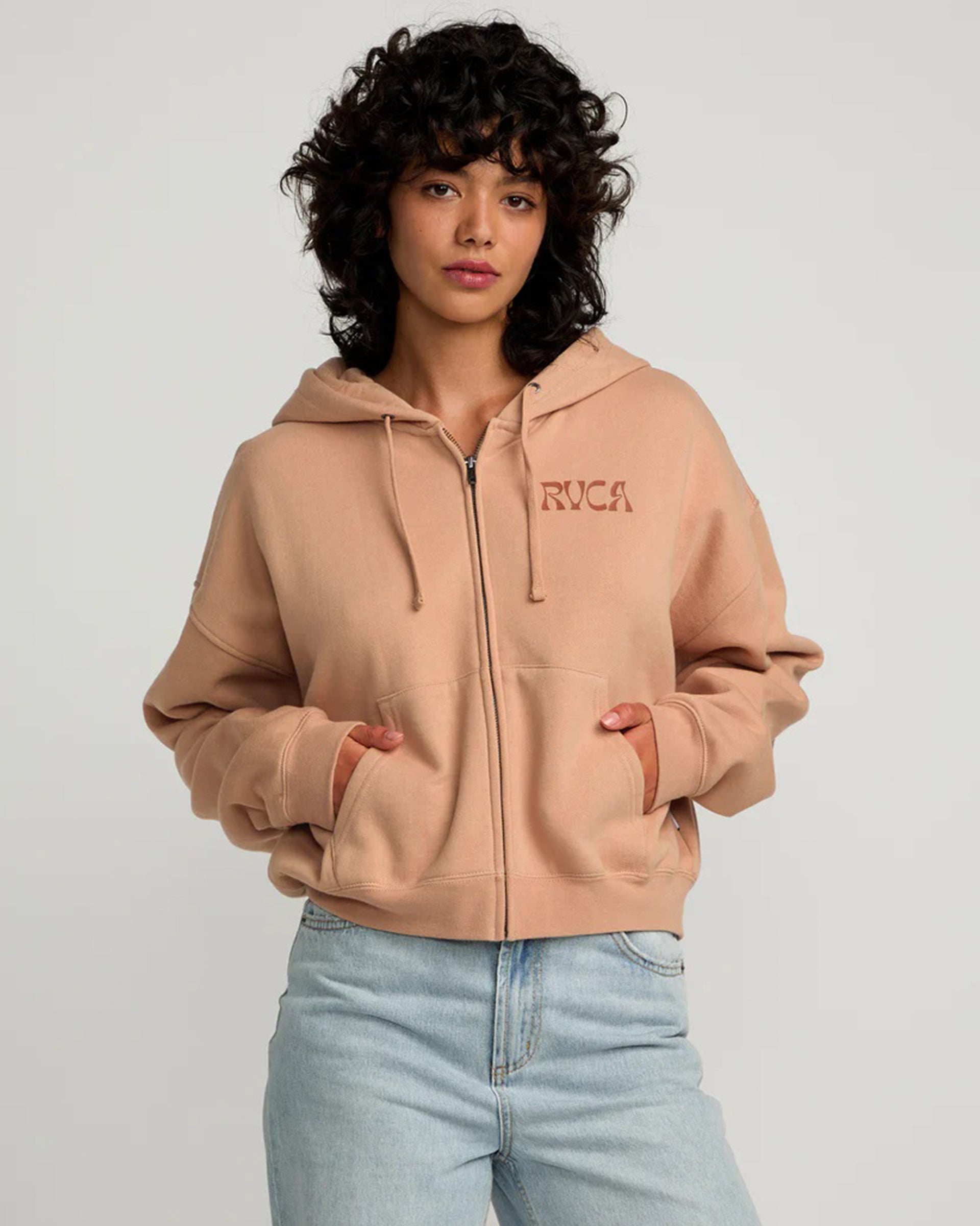 RVCA Women's Court Zip Hoodie - Warm Taupe