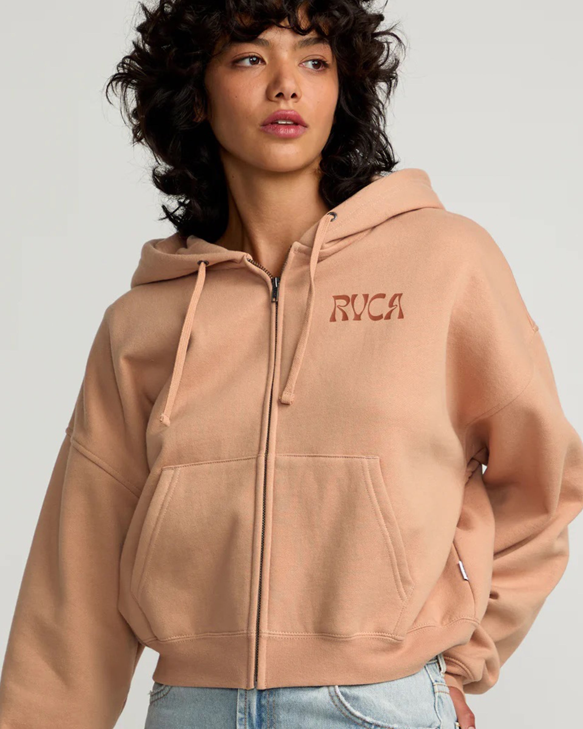 RVCA Women's Court Zip Hoodie - Warm Taupe