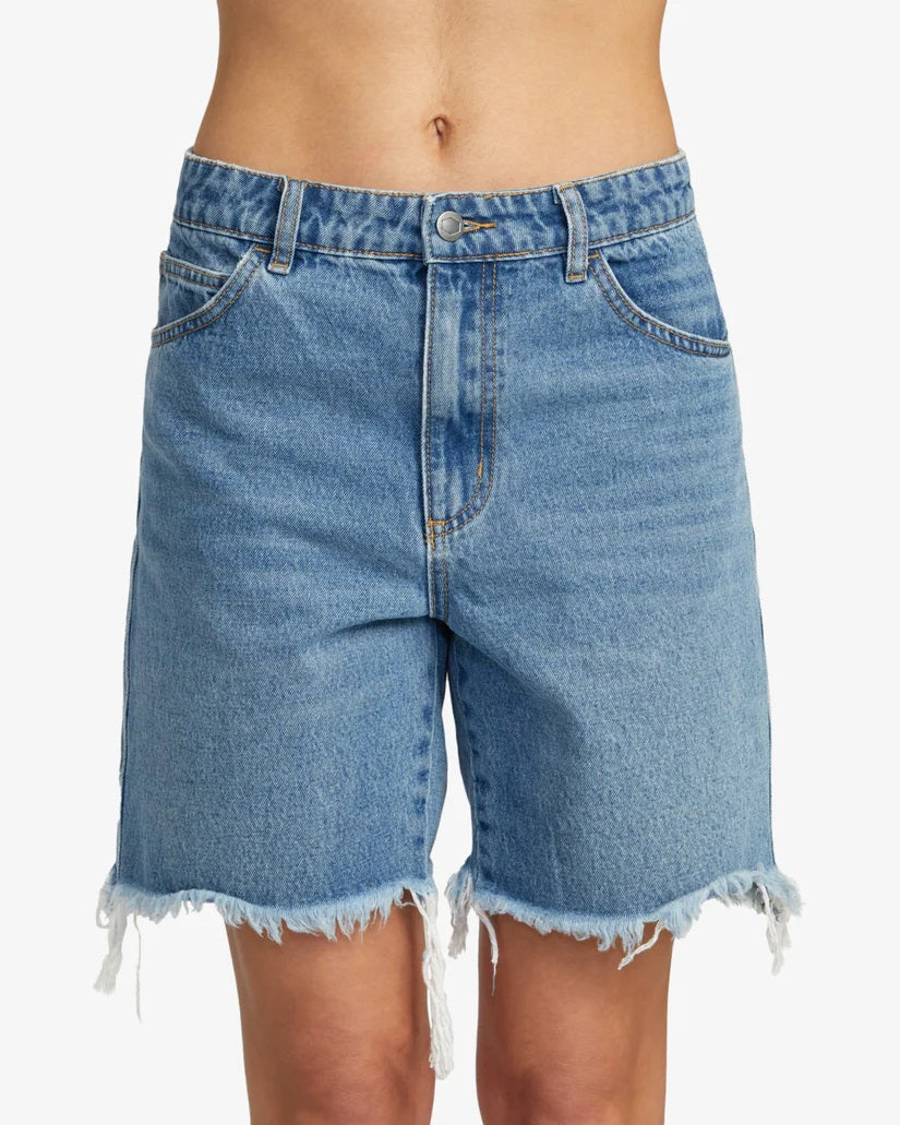 RVCA Women's Crawford Long Short Denim Shorts