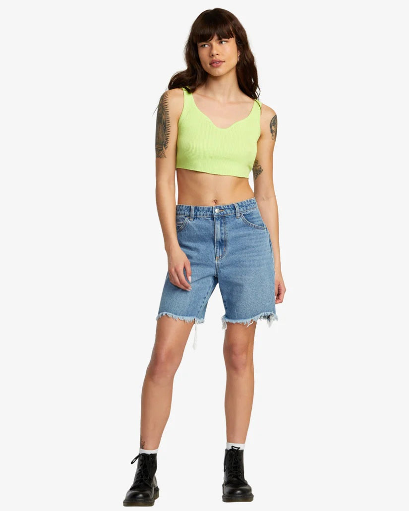 RVCA Women's Crawford Long Short Denim Shorts