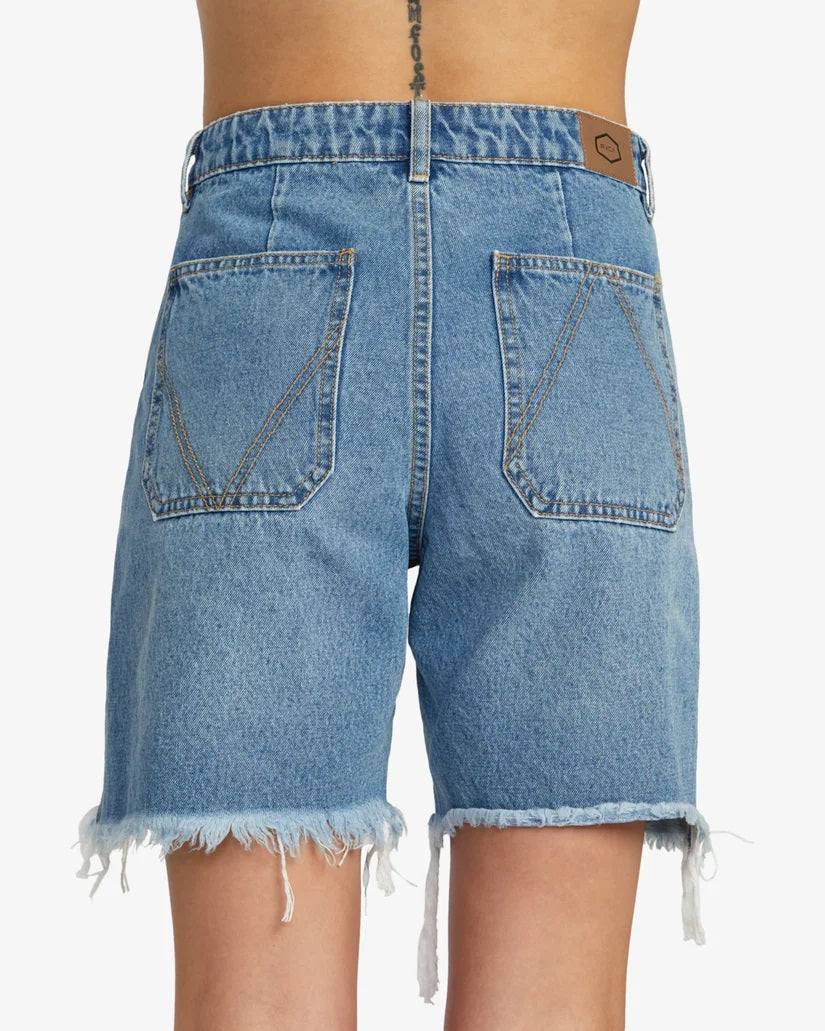 RVCA Women's Crawford Long Short Denim Shorts