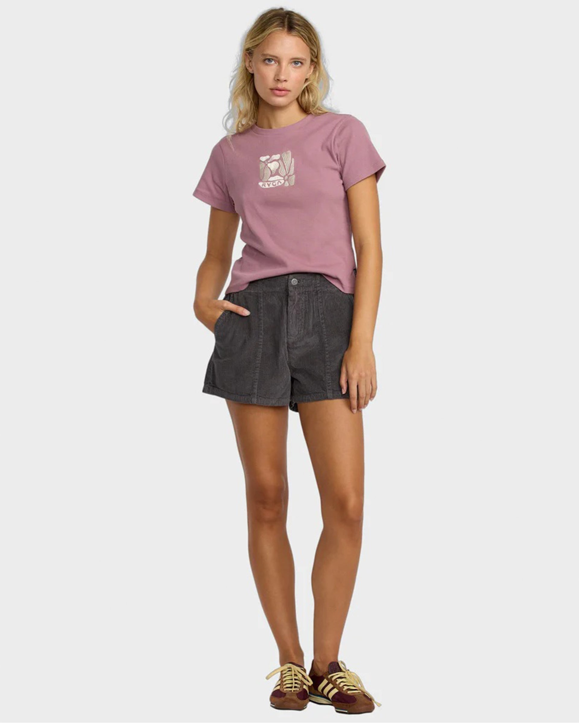 RVCA Women's Daylight Elastic Waist Corduroy Short - Gravel