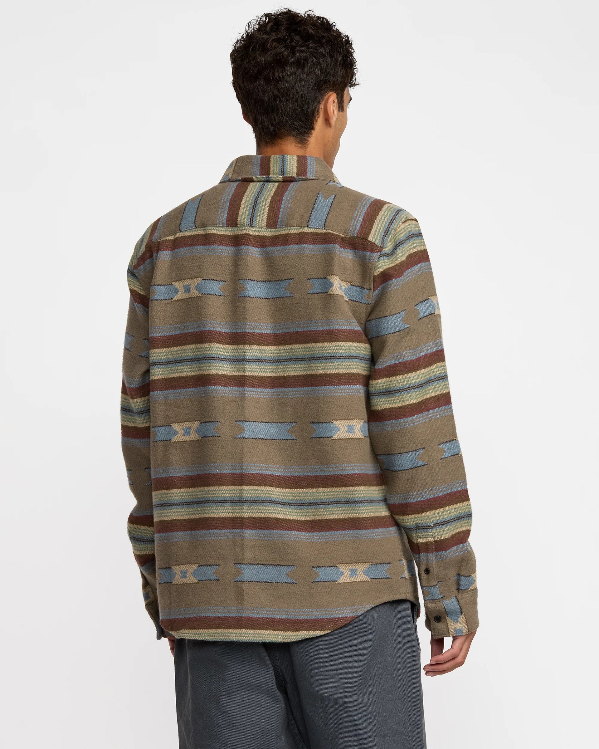 RVCA Dayshift Blanket Flannel Long Sleeve Shirt - Mushroom