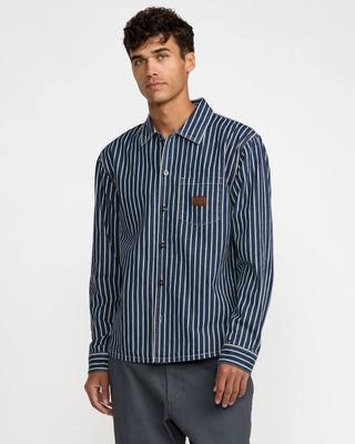 RVCA Dayshift Hickory Overshirt - Dark Denim