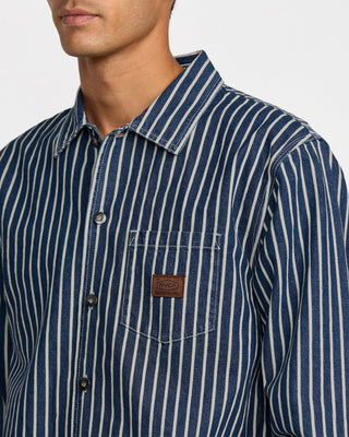 RVCA Dayshift Hickory Overshirt - Dark Denim