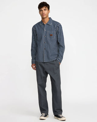 RVCA Dayshift Hickory Overshirt - Dark Denim