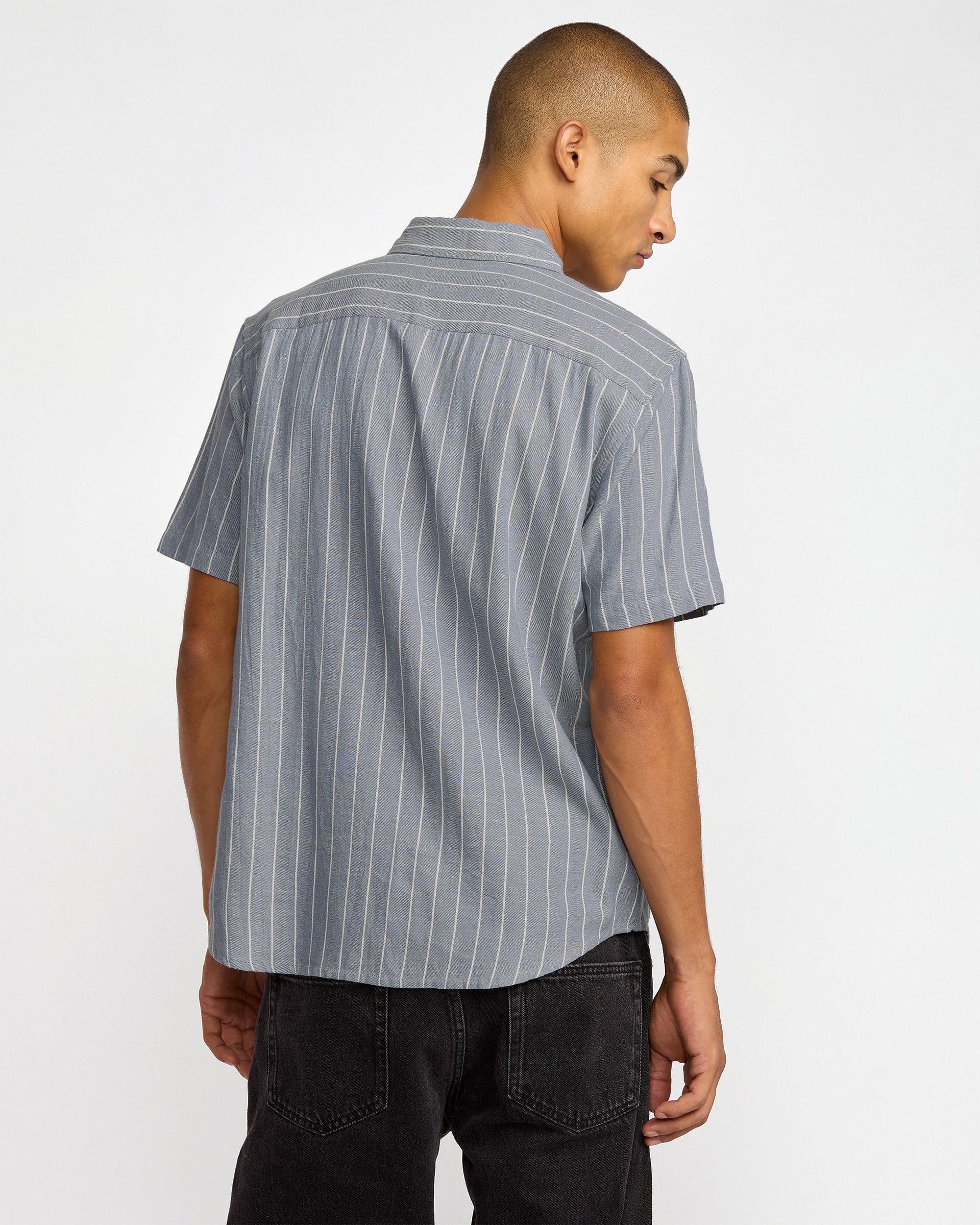 RVCA Dayshift Stripe II Short Sleeve Shirt - Chambray