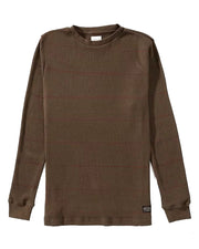 RVCA Dayshift Thermal Stripe Long Sleeve Shirt - Bombay Brown
