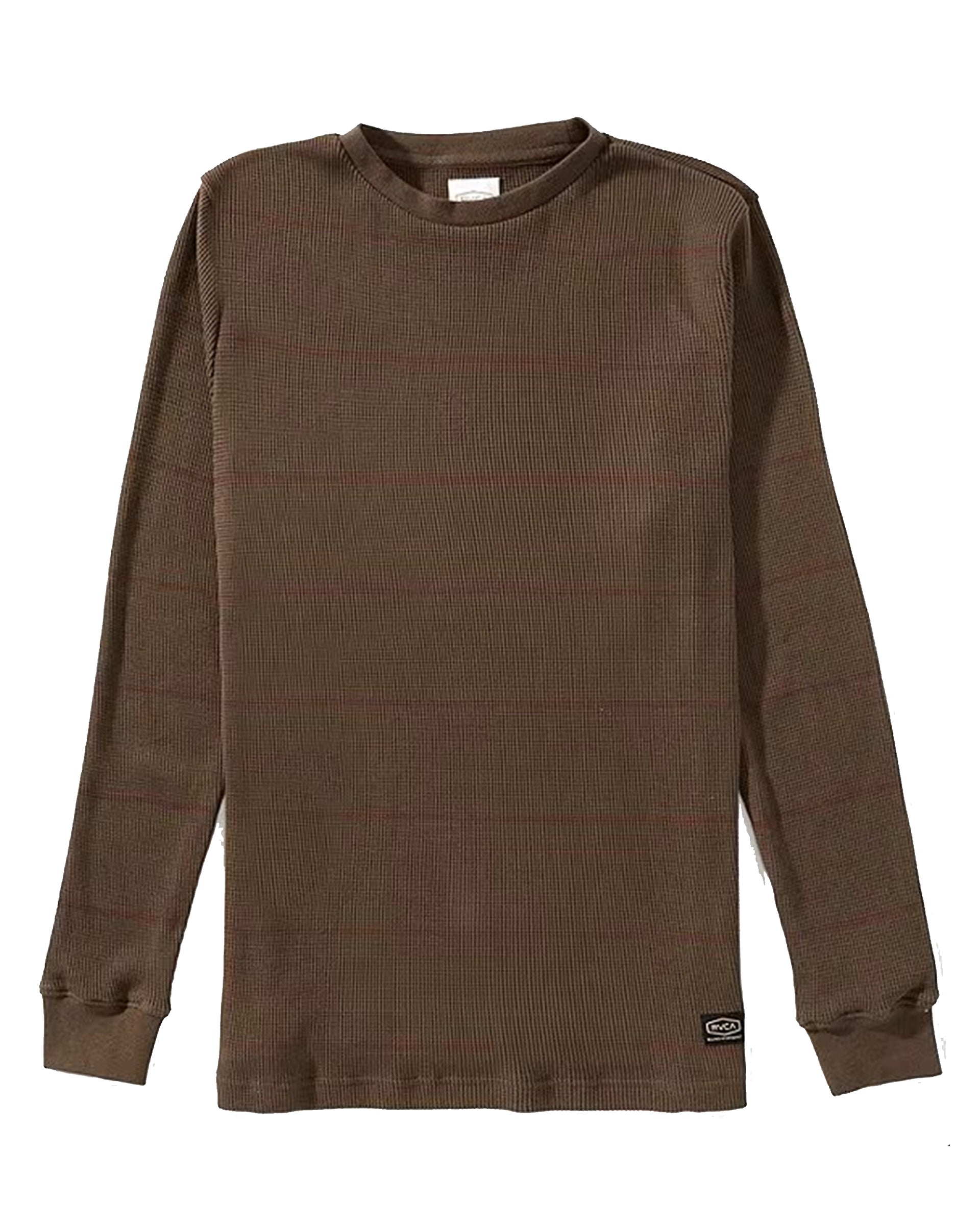 RVCA Dayshift Thermal Stripe Long Sleeve Shirt - Bombay Brown
