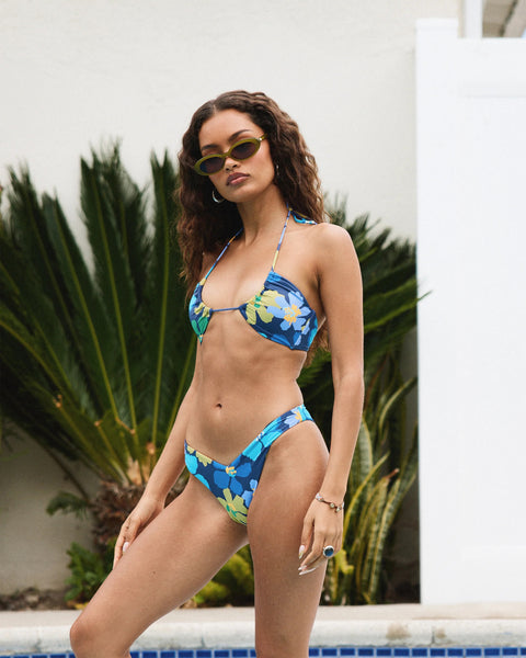 Flower Gazer V FT Medium French Bikini Bottom -Blue Hawaii