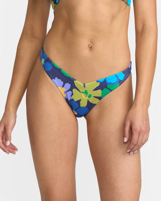 RVCA Women's Flower Gazer V FT Medium French Bikini Bottom - Blue Hawaii