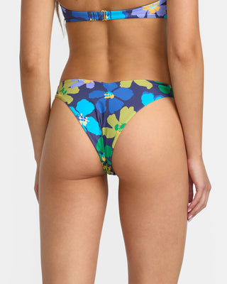 RVCA Women's Flower Gazer V FT Medium French Bikini Bottom - Blue Hawaii