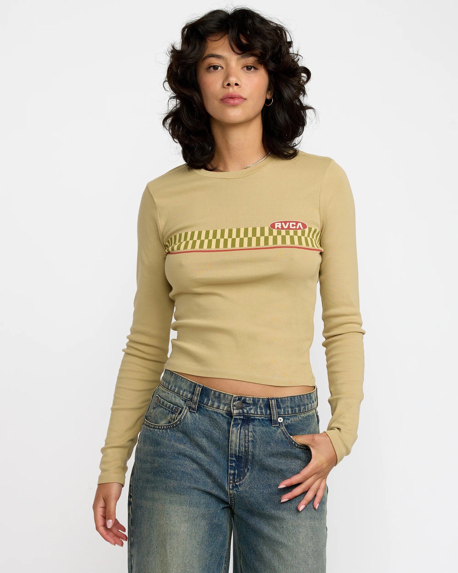 RVCA Women's Fortune Long Sleeve T-Shirt - Olive Grey