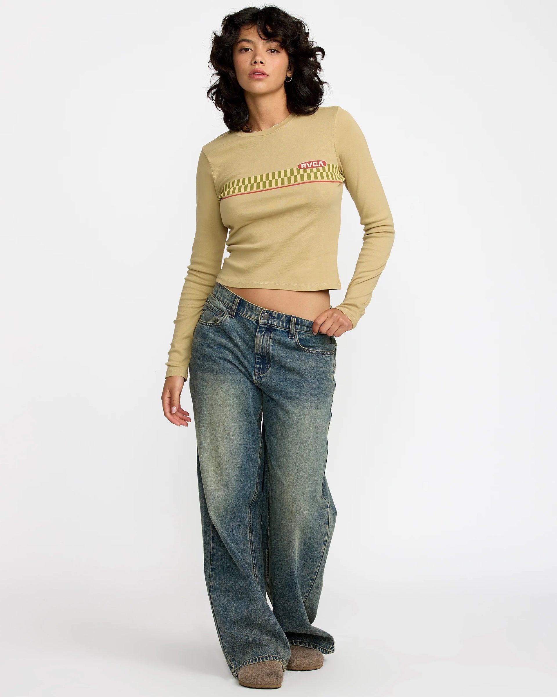 RVCA Women's Fortune Long Sleeve T-Shirt - Olive Grey