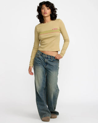 RVCA Women's Fortune Long Sleeve T-Shirt - Olive Grey
