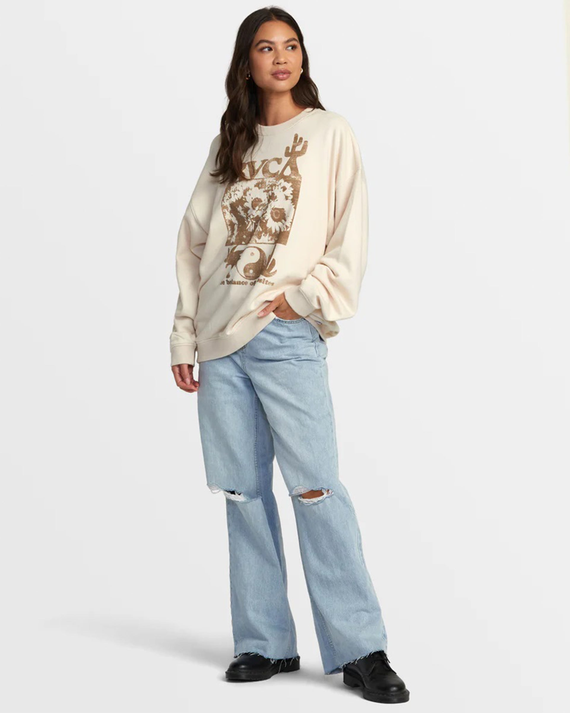 RVCA Women's Hamilton Crewneck Sweatshirt - Latte