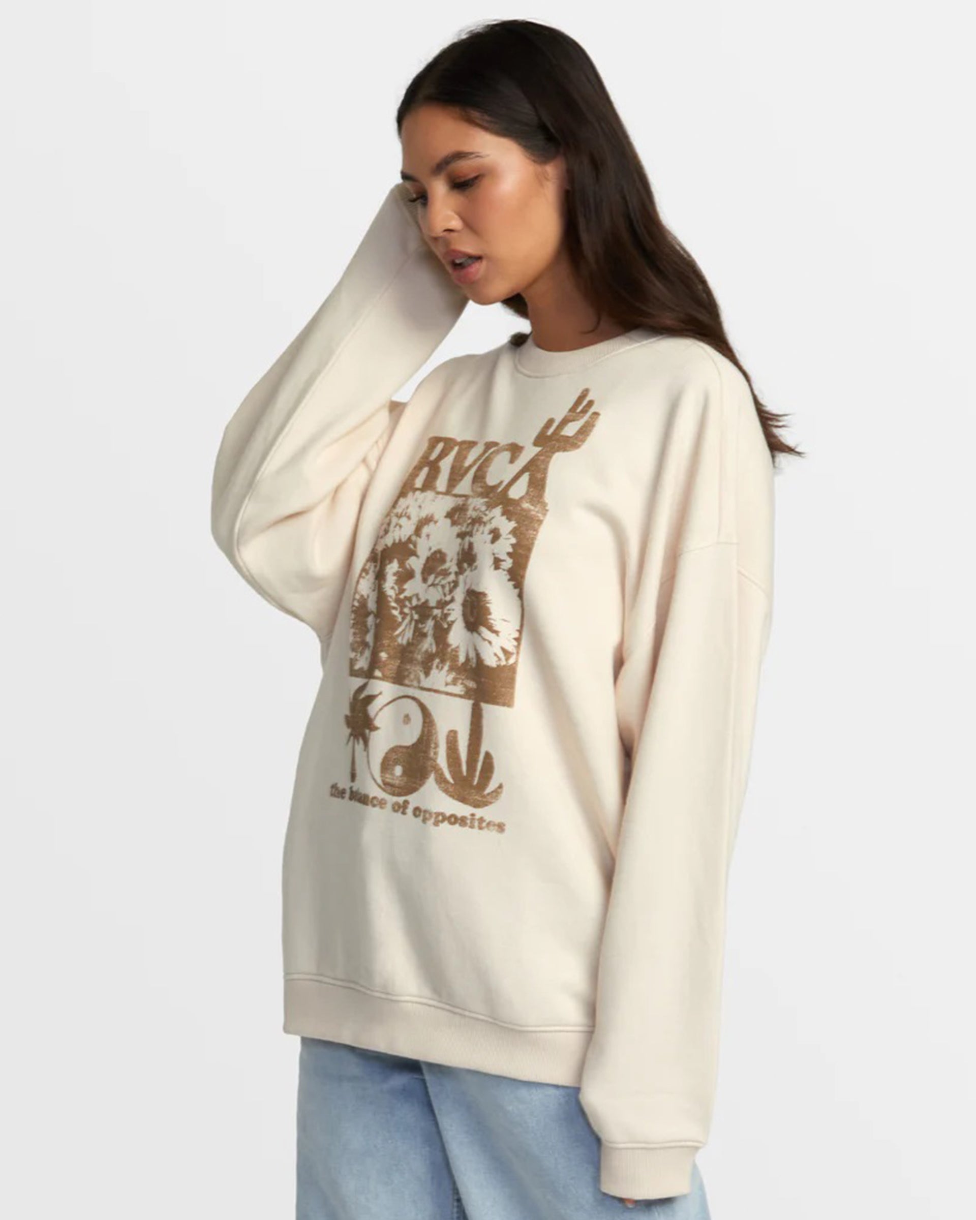 RVCA Women's Hamilton Crewneck Sweatshirt - Latte