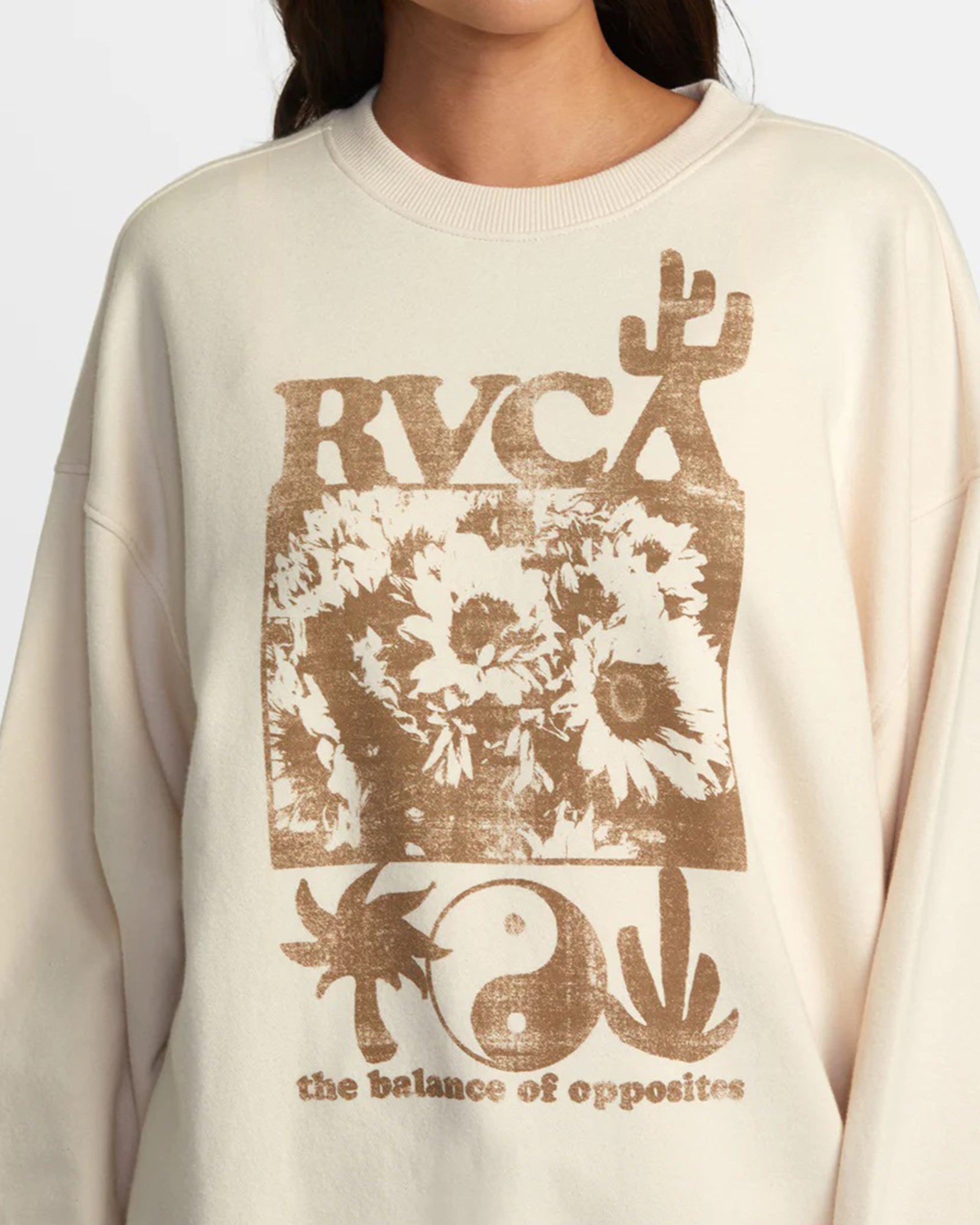 RVCA Women's Hamilton Crewneck Sweatshirt - Latte