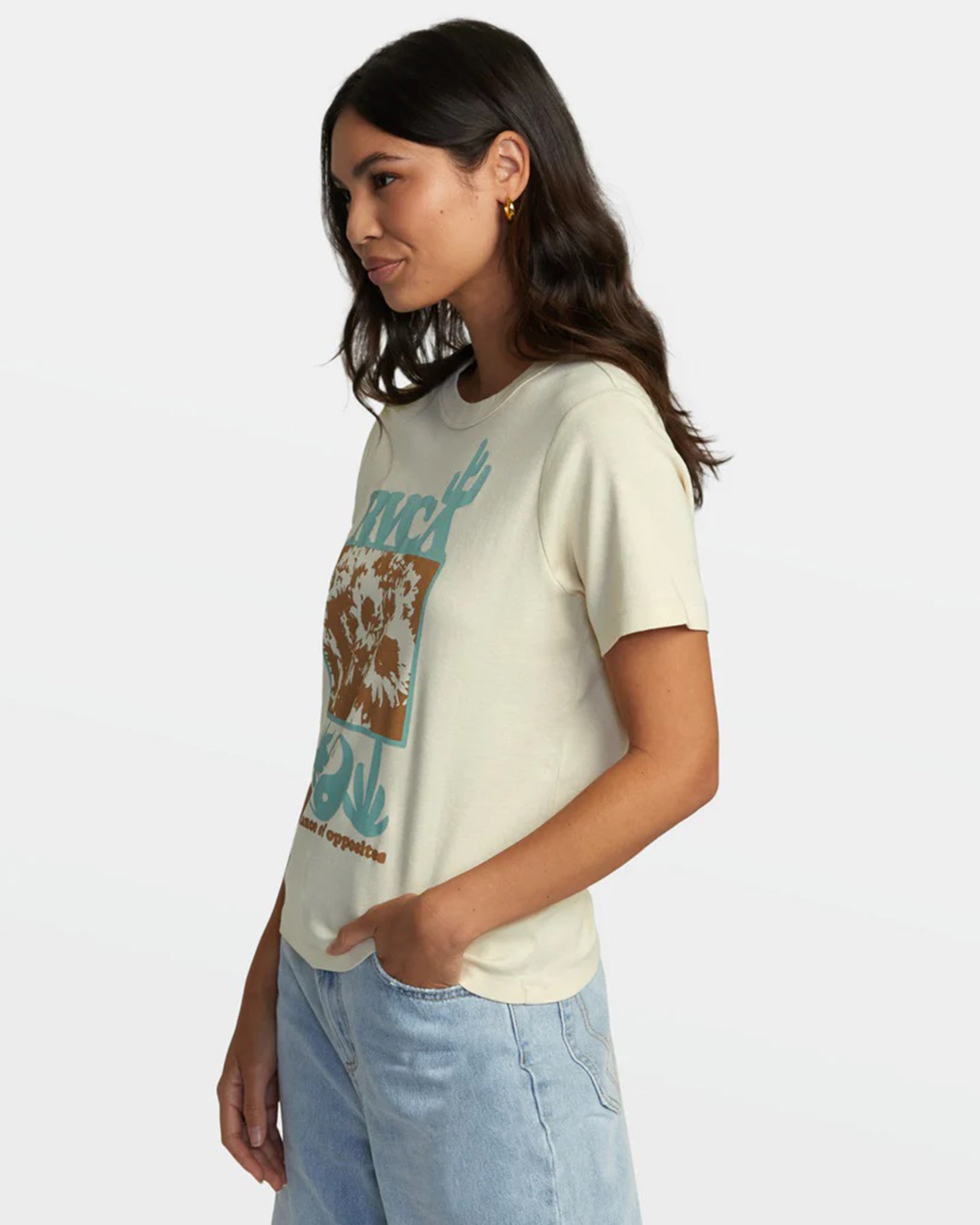 RVCA Women's Hamilton Daily Short Sleeve T-Shirt - Latte