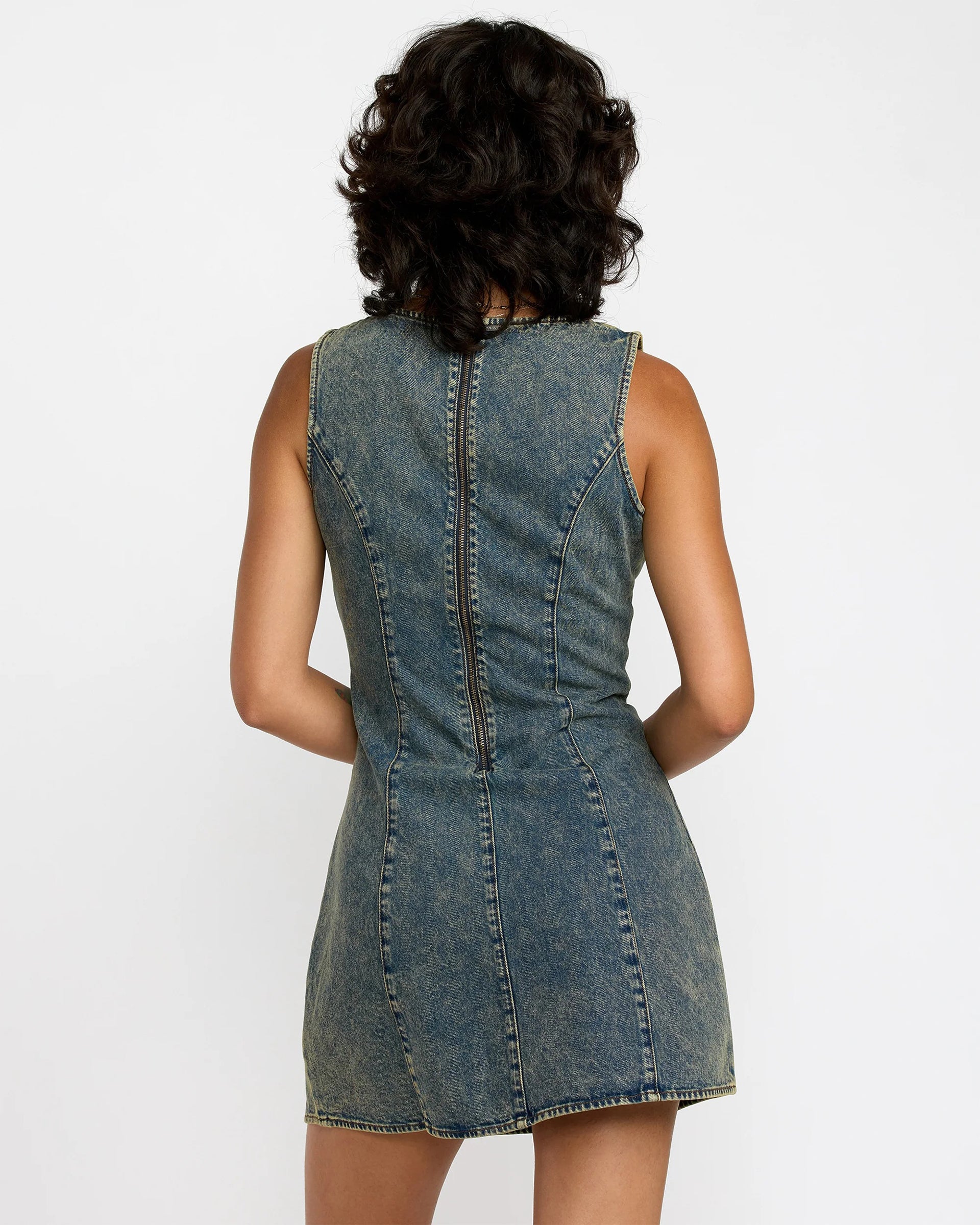 RVCA Women's Jessie Mini Dress - Dusty Blue Wash
