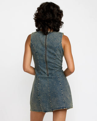 RVCA Women's Jessie Mini Dress - Dusty Blue Wash