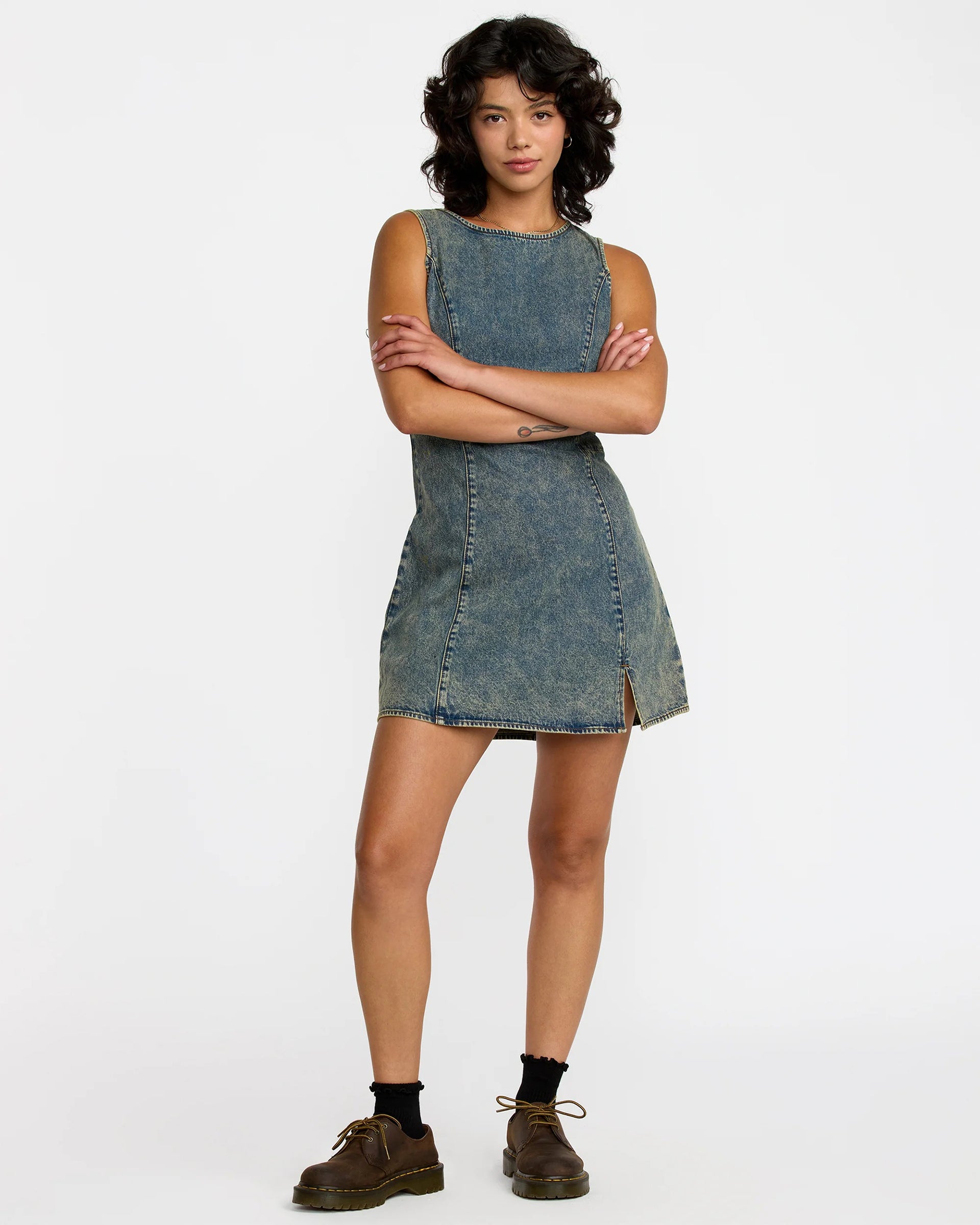 RVCA Women's Jessie Mini Dress - Dusty Blue Wash