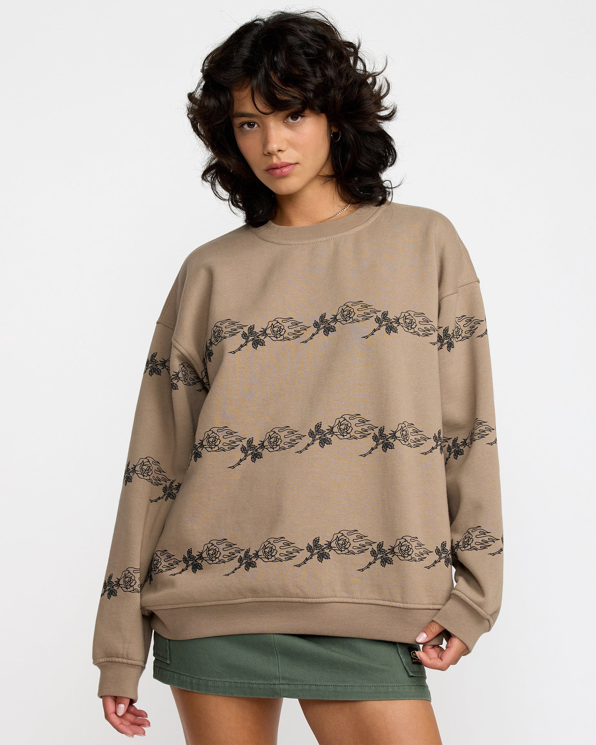 RVCA Women's KSL Boyfriend Crew - Desert Taupe