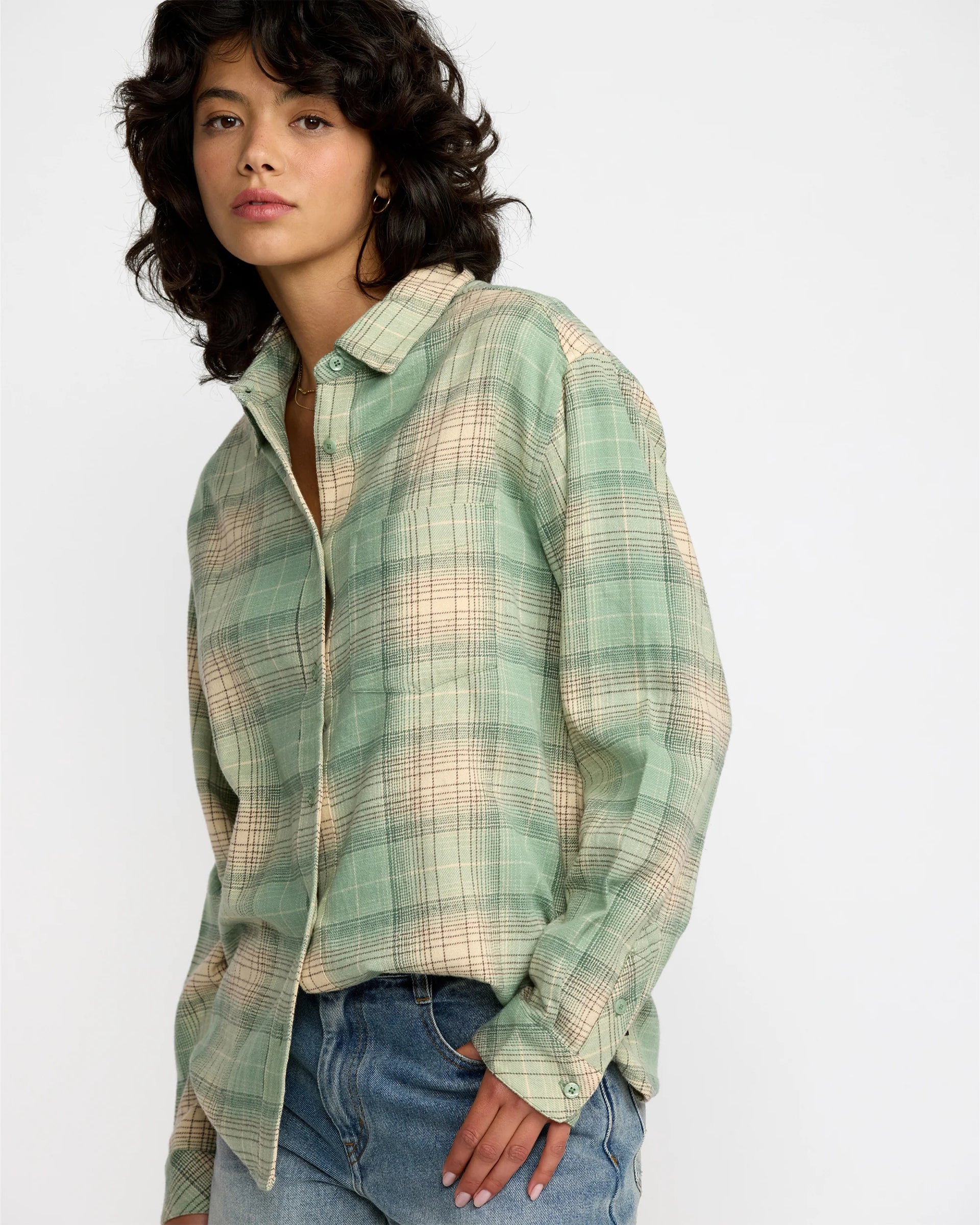 RVCA Women's Mabel Flannel - Sea Green
