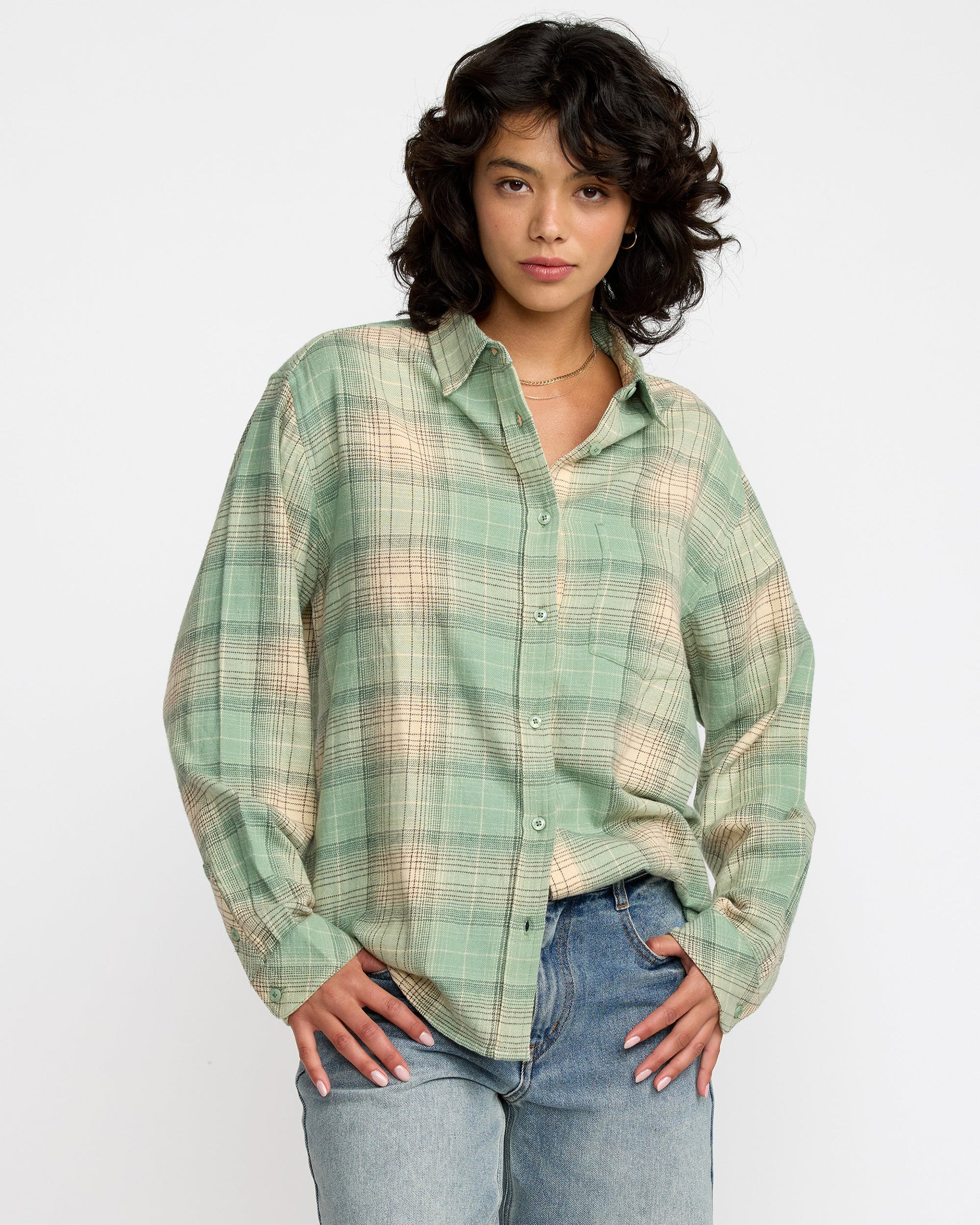 RVCA Women's Mabel Flannel - Sea Green