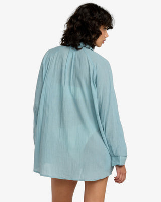 RVCA Women's Province Coverup Shirt - Blue Haze