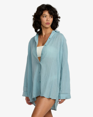 RVCA Women's Province Coverup Shirt - Blue Haze