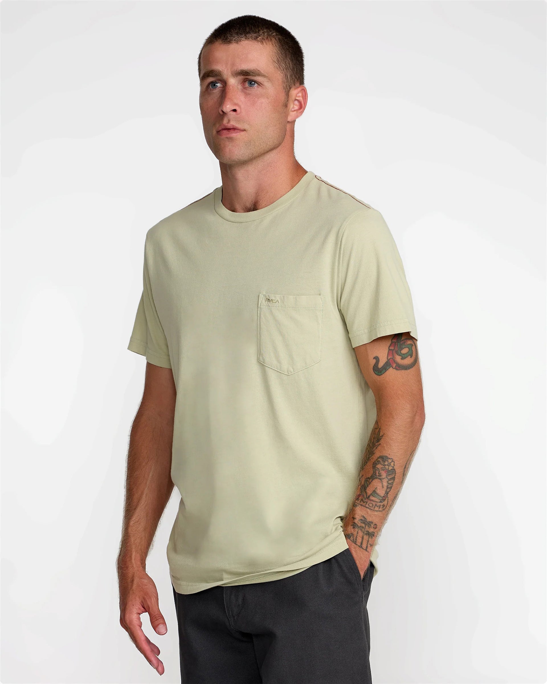 RVCA PTC 2 Pigment Short Sleeve T-Shirt - Light Olive
