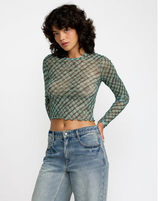 RVCA Women's River Long Sleeve Shirt - Sea Green