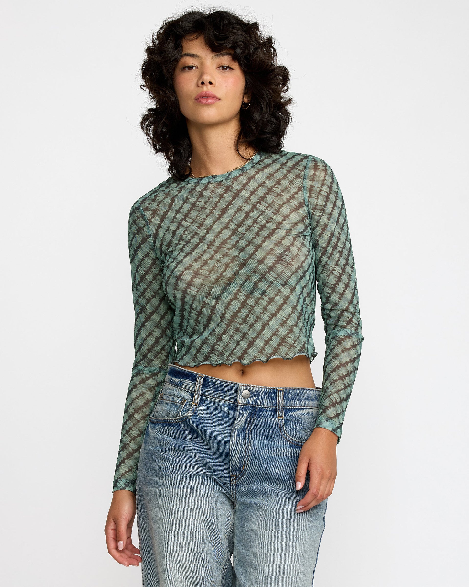 RVCA Women's River Long Sleeve Shirt - Sea Green