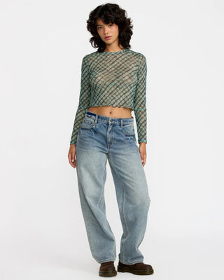 RVCA Women's River Long Sleeve Shirt - Sea Green