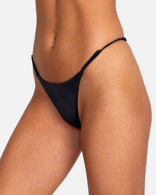 RVCA Women's Solid Slider Ultra Skimpy Bikini Bottom - RVCA Black
