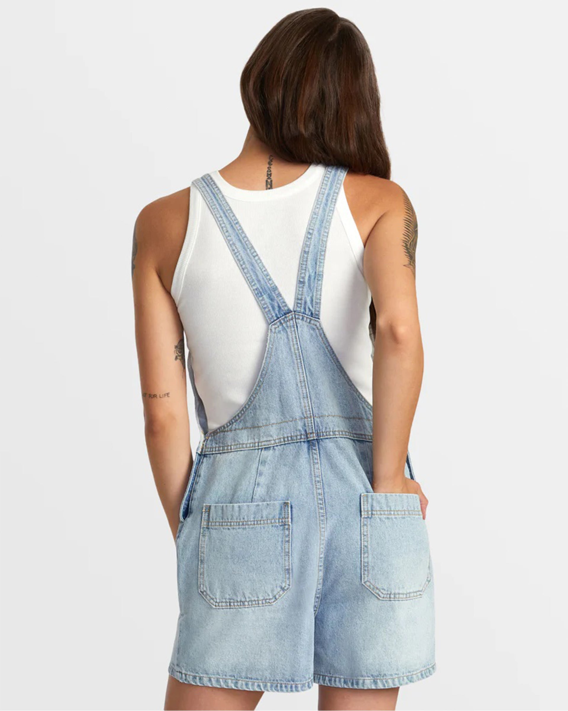 Succession Short Denim Overalls