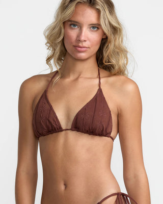 RVCA Women's Sweetness Halter Tri Bikini Top - Mocha