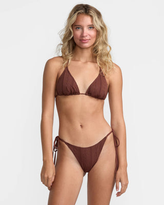 RVCA Women's Sweetness Halter Tri Bikini Top - Mocha