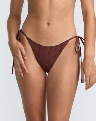 RVCA Women's Sweetness Tie Side Skimpy Bikini Bottom - Mocha