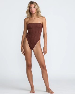RVCA Women's Sweetness Tubular One Piece Swimsuit - Mocha