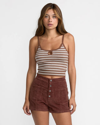 RVCA Women's Tight Stripe Sweater Tank - Mocha
