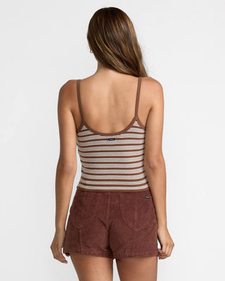 RVCA Women's Tight Stripe Sweater Tank - Mocha