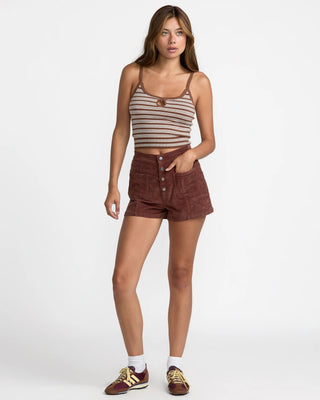 RVCA Women's Tight Stripe Sweater Tank - Mocha